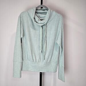 Saturday Sunday Anthropologie Waffle Knit Soft Cowl Neck Sweater Mint Green S